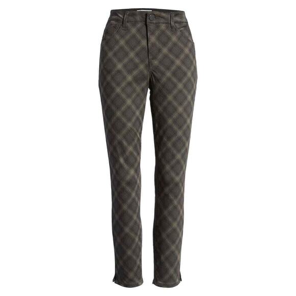 Wit & Wisdom Ab-Solution High Rise Ankle Skimmer Jeans Size 10 Olive Plaid NWT - Picture 1 of 7